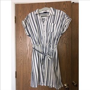 Blue And White Striped Nautical Business Casual Dress